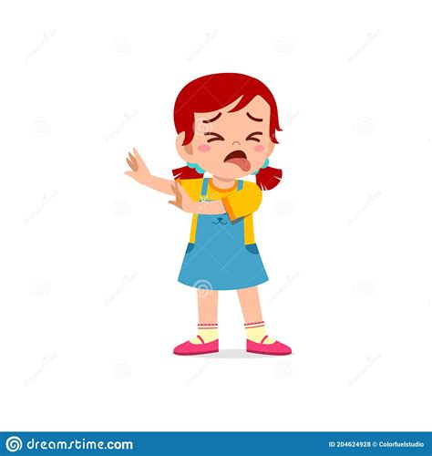 Cute Little Kid Girl Show Refuse And Disgust Pose Expression Vector