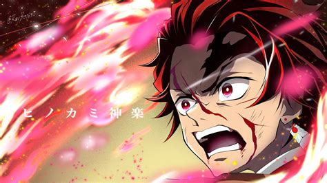 Anime 4k for laptop wallpapers. Demon Slayer Angry Tanjiro Kamado With Background Of Pink ...