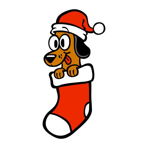 Cartoon Dog Santa Hat Christmas Stocking 552634 Vector Art At Vecteezy