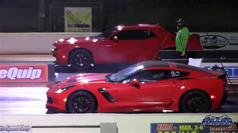 C7 Corvette Z06 Drags Challenger Srt Hellcat Someone Gets Properly