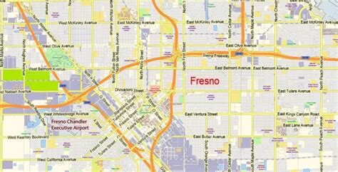 fresno california us map vector exact city plan low detailed street map editable adobe