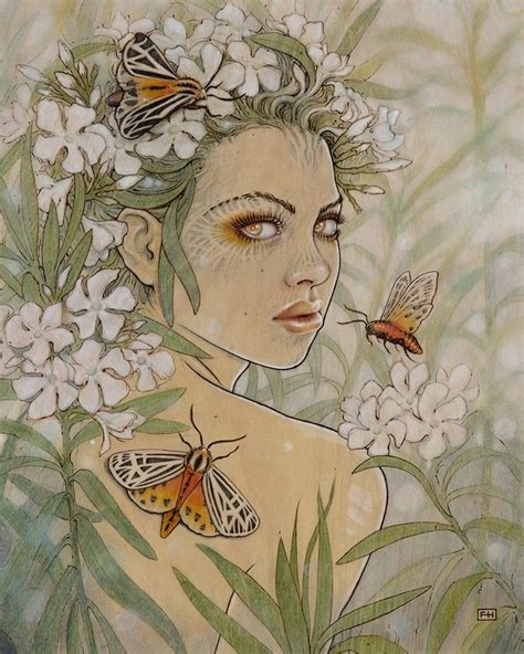 Nerium White Oleander And Tiger Moths Pyrography Art Artist
