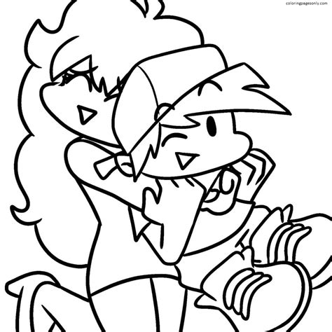 Friday Night Funkin Boyfriend And Girlfriend Coloring Page Free
