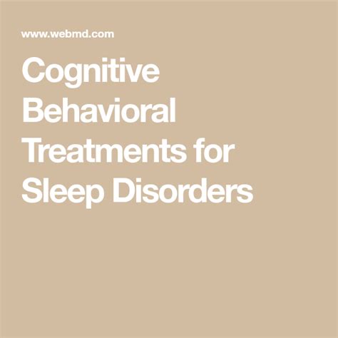 Cognitive Behavioral Treatments For Sleep Problems Cognative