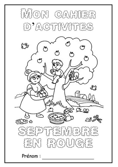 Page De Garde Du Cahier Dactivités Septembre En Rouge