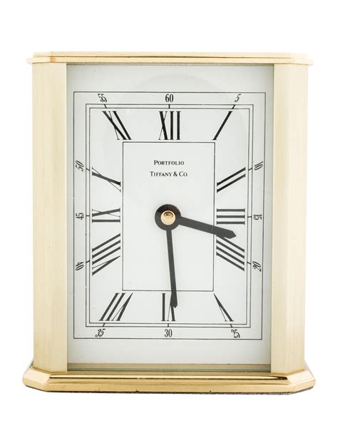 Tiffany And Co Portfolio Desk Clock Gold Decorative Accents Decor