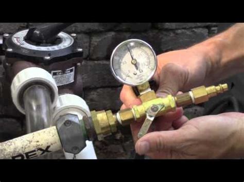 Nine times out of ten, the issue isn't in the underground plumbing, but in your aboveground equipment. Pressure Testing - Swimming Pool Plumbing - YouTube