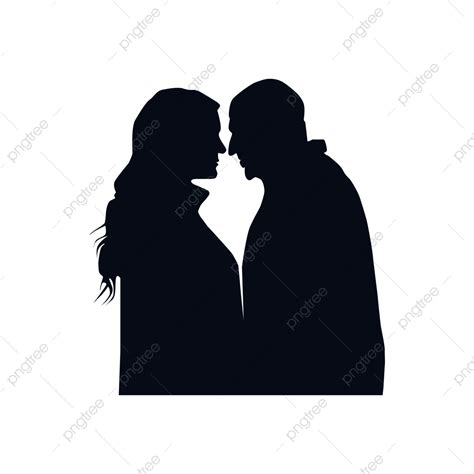 Gambar Vektor Siluet Dua Orang Pasangan Bayangan Hitam Vektor Png