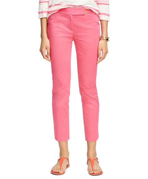 Brooks Brothers Natalie Fit Cotton Pants In Pink Lyst