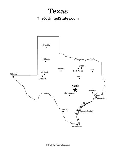Free Printable Map Of Texas With Cities Labeled The 50 United States
