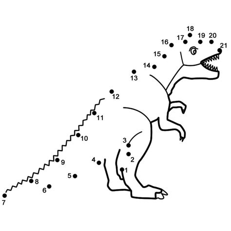 Unir puntos Dinosaurio imprimible gratis para los niños y los adultos