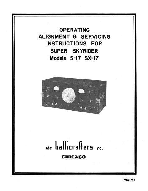 Hallicrafters S 17 And Sx 17 Super Skyrider Operating And Service