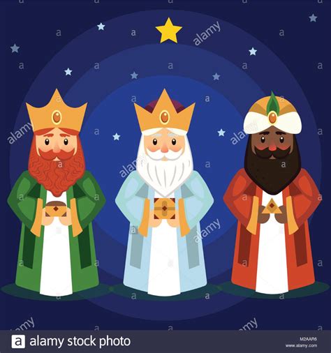 Ilustración Vectorial De Los Tres Reyes Magos Gaspar Melchor Y