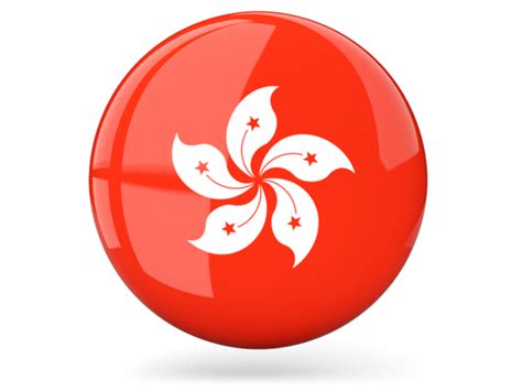 Glossy Round Icon Illustration Of Flag Of Hong Kong