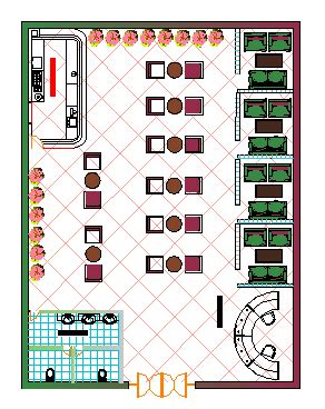 30 X 50 Restaurant And Bar Top View Plan Cad Drawing Details Dwg File