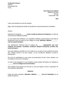 Exemple De Lettre Harcelement Moral Au Travail  Le Meilleur Exemple