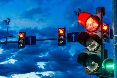 Traffic Lights Over Urban Intersection Stock Photo 27209041