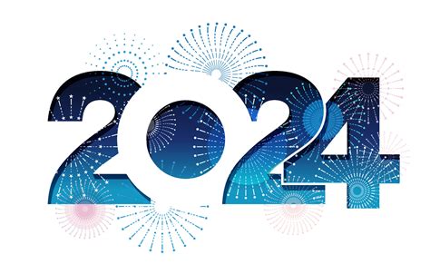 El Año 2024 Nuevo Años Saludo Símbolo Logo Decorado Con Fuegos
