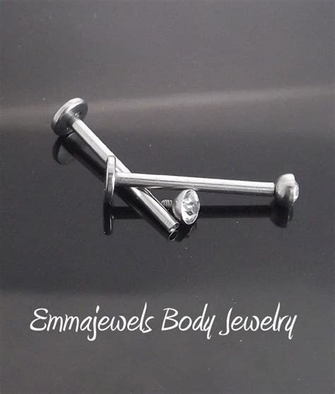 Pair 16g 916 14mm Cheek Piercing Stud Jewelry Dimple Maker 3mm Cz
