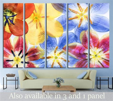 colourful pressed tulip flowers №1354 ready to hang canvas print zellart canvas prints