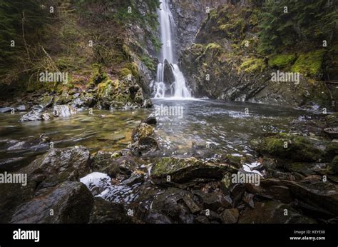 Plodda Falls Waterfall Tomich Near Glen Affric In The Scottish Stock