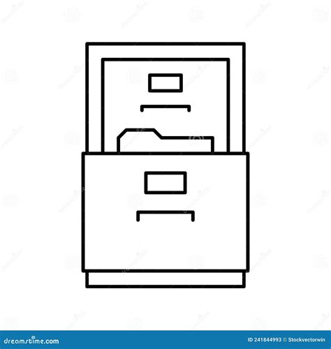 Filing Cabinet Line Icon Vector Illustration Stock Vector