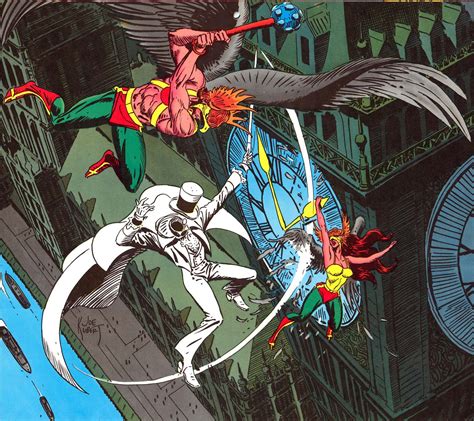 Super Dc Calendar For July Hawkman And Hawkgirl Vs The Gentleman Ghost Comic Art