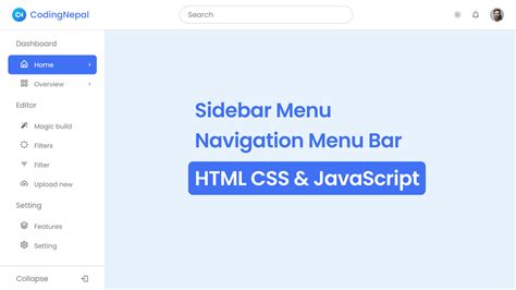Responsive Side Navigation Bar In HTML CSS And JavaScript