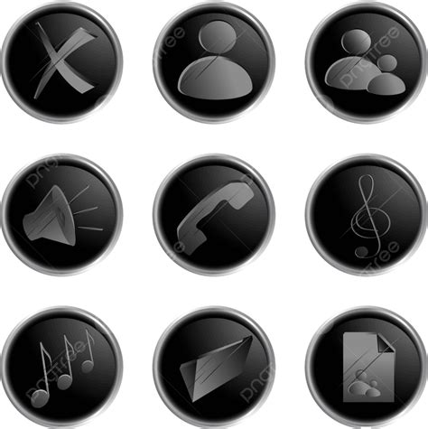 Vector Black Round Web Buttons Set 2 Internet Designer Symbol Photo