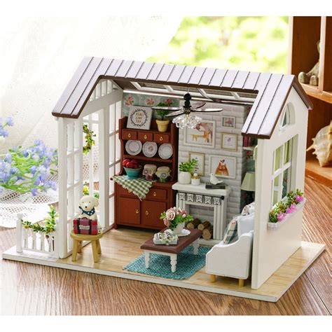 Mini Wooden Dollhouse Happy Times Diy Doll House Led Music