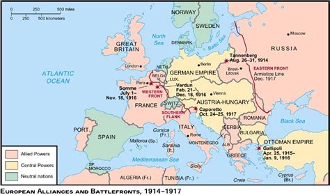 World War 1 Map Europe 1914