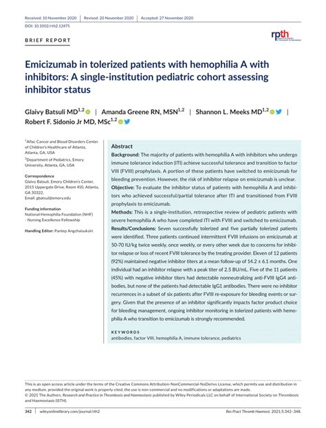 Pdf Emicizumab In Tolerized Patients With Hemophilia A With