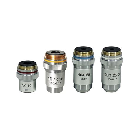 Achromatic Microscope Objective Lens Set Oil Spring 4x 10x 40x 100x