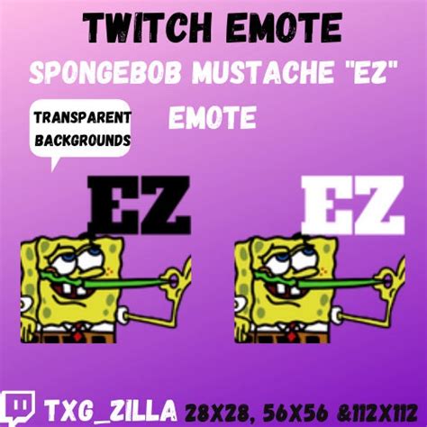 Twitch Emote Spongebob W Mustache Ez Etsy