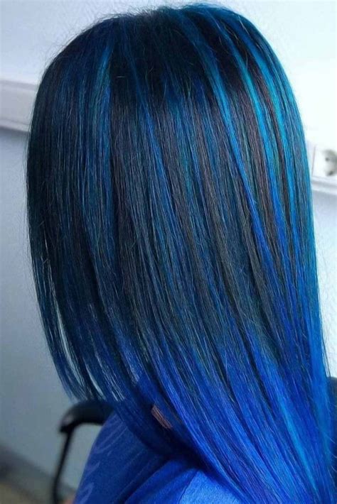Black Hair With Light Blue Highlights