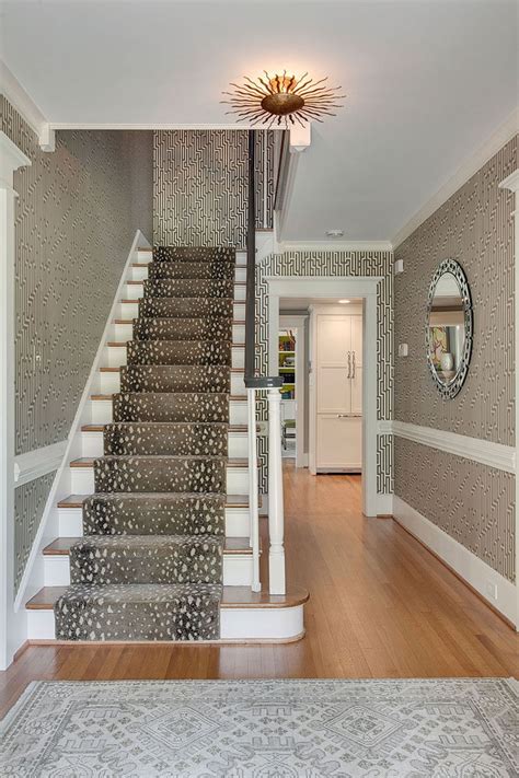 24 Wallpapered Foyers For A Gorgeous Home Entrance Staircase Wall Decor