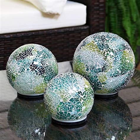 Sunnydaze Tabletop Lighted Garden Gazing Globes With Mosaic Design