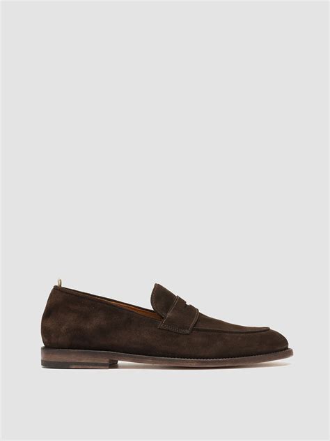 Mens Brown Suede Penny Loafers Opera 001 Officine Creative Usa
