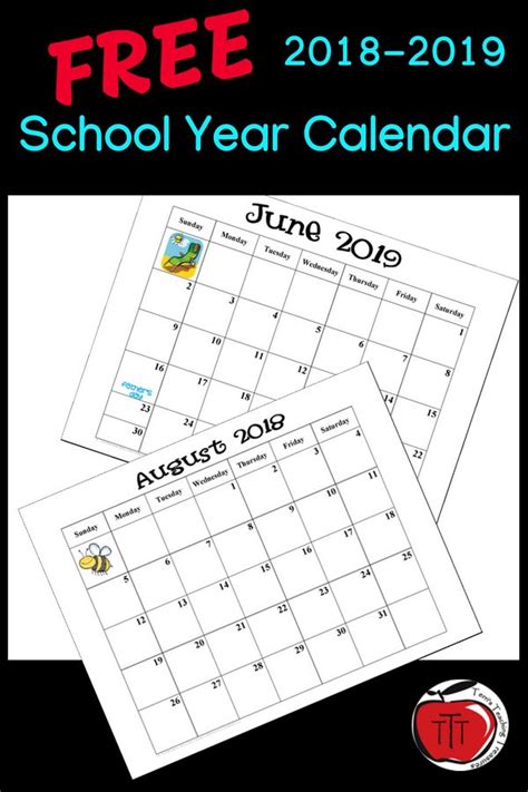 Free 2018 2019 School Year Calendar School Calendar Preschool