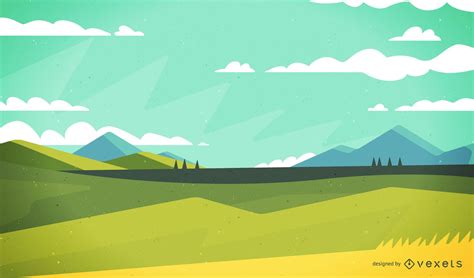 Calm Field Landscape Illustration Vector Download