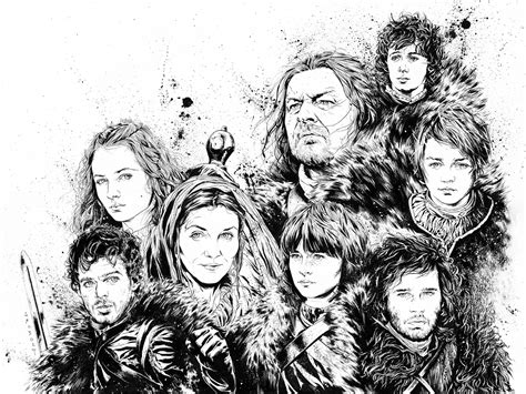 Maybe it was fitting that the pup named for the warmest season couldn't survive ice. Illustration - Game of Thrones - The Stark Family on Behance