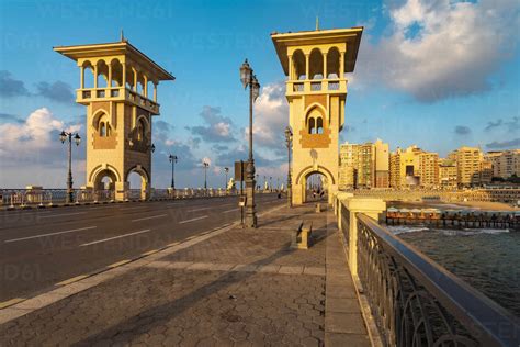 Egypt Alexandria Stanley Bridge At Sunset Stock Photo