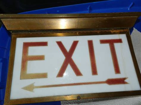 Vintage All Brass Lighted Box Exit Sign All Original