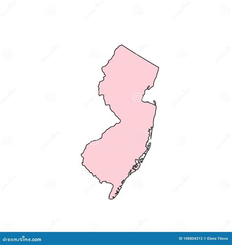 Mapa De New Jersey Aislado En La Silueta Blanca Del Fondo Estado De New