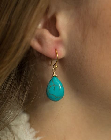 Items Similar To Turquoise Earrings Turquoise Drop Earrings Turquoise