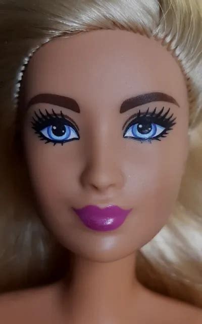Nude Fashionistas Barbie Doll Blonde Hair Blue Eyes Brown Eyebrows