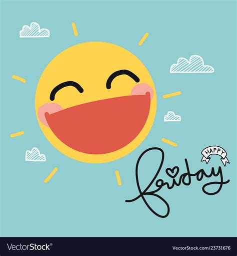Happy Friday Sun Smile Cute Cartoon Royalty Free Vector