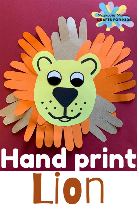 Fluffy Paper Hand Print Lion Zoo Craft For Kids Safari Crafts Lion