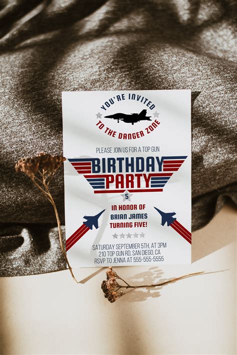 Top Gun Birthday Party Invitation Top Gun Invitation Fighter Pilot