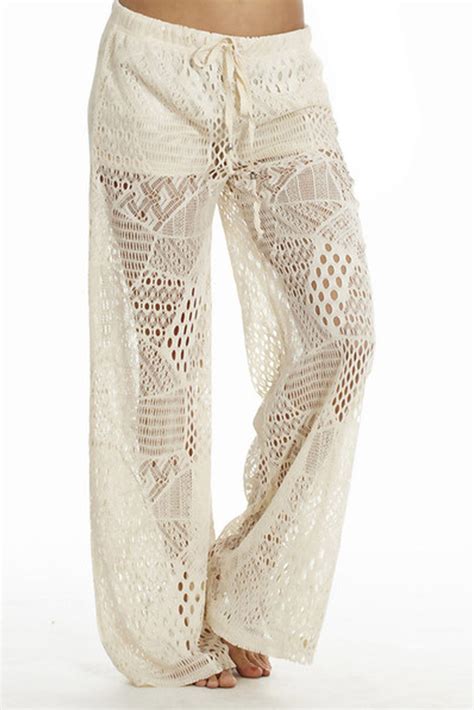 Black White Or Cream Wide Leg Crochet Pants Lace Pants Crochet